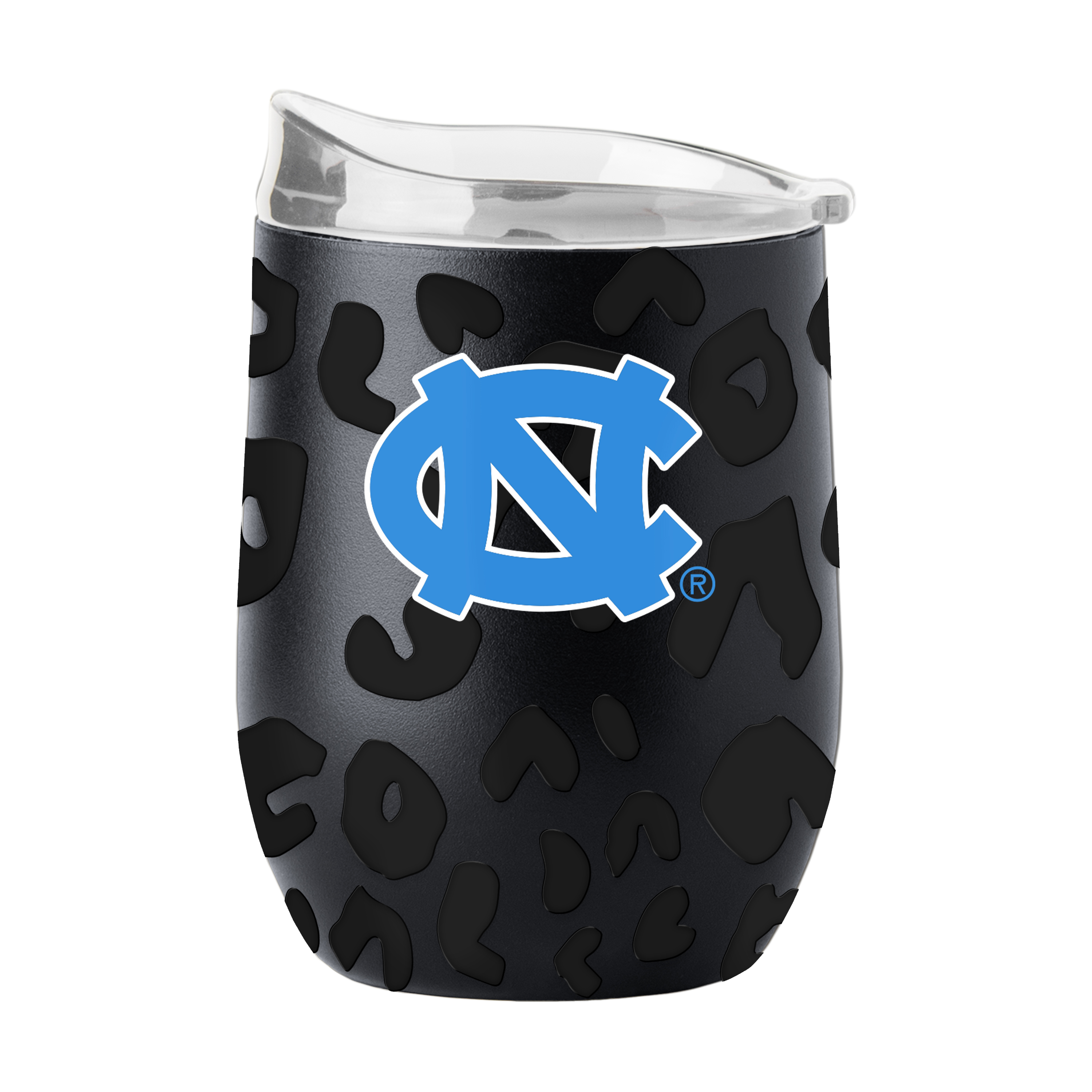 North Carolina Tar Heels Leopard 16oz Black Powdercoat Curved Beverage  