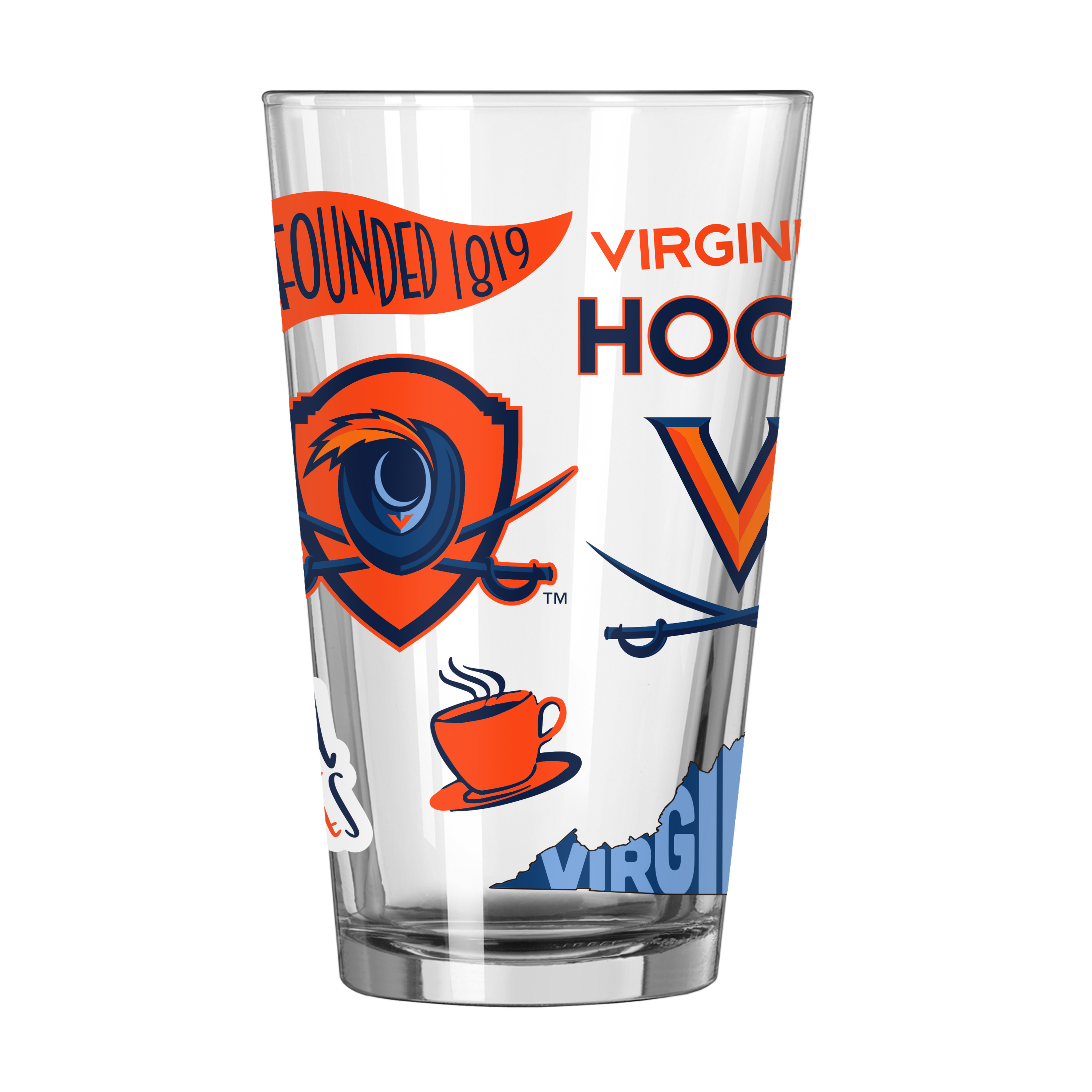 Virginia Cavaliers 16oz Native Pint Glass  