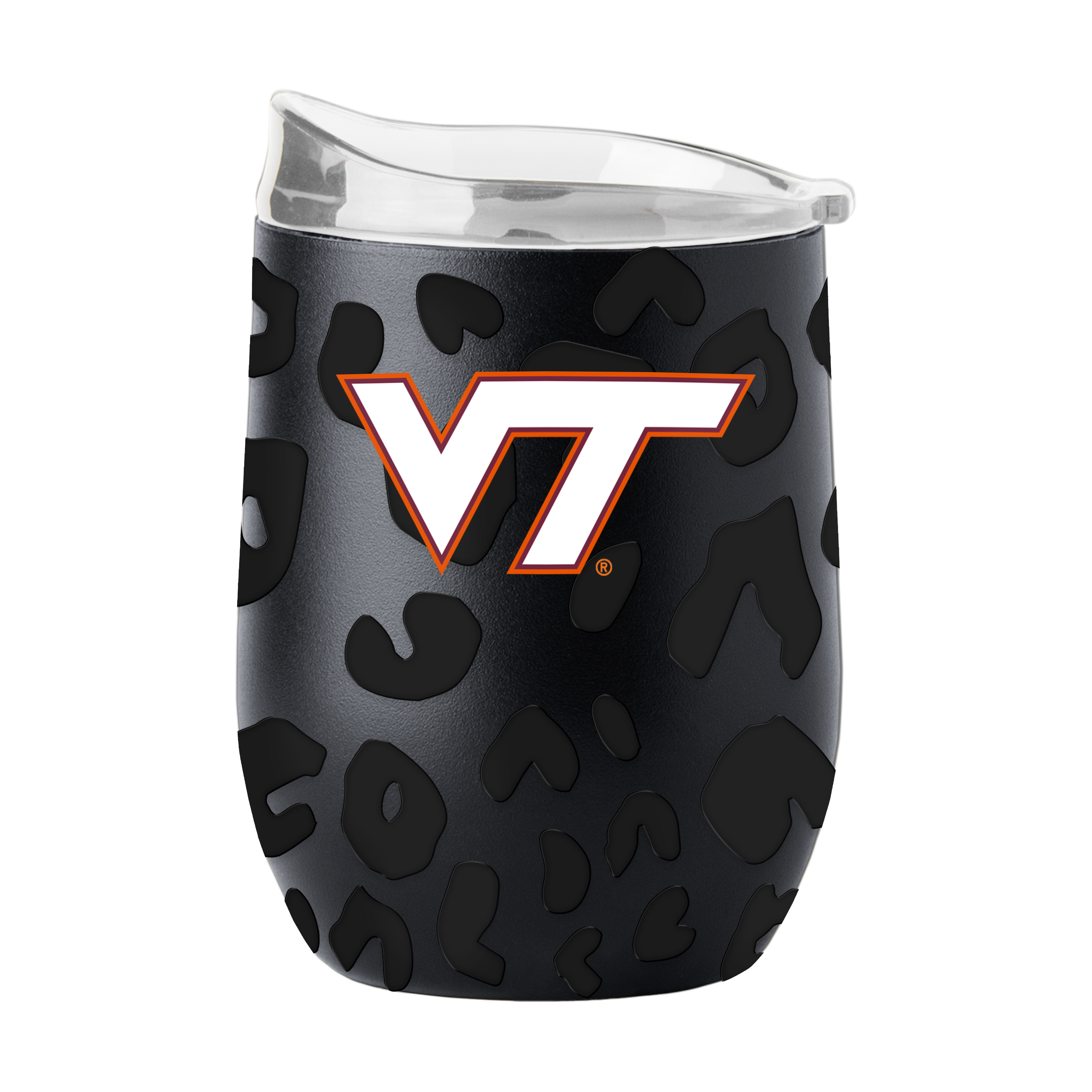 Virginia Tech Hokies Leopard 16oz Black Powdercoat Curved Beverage  
