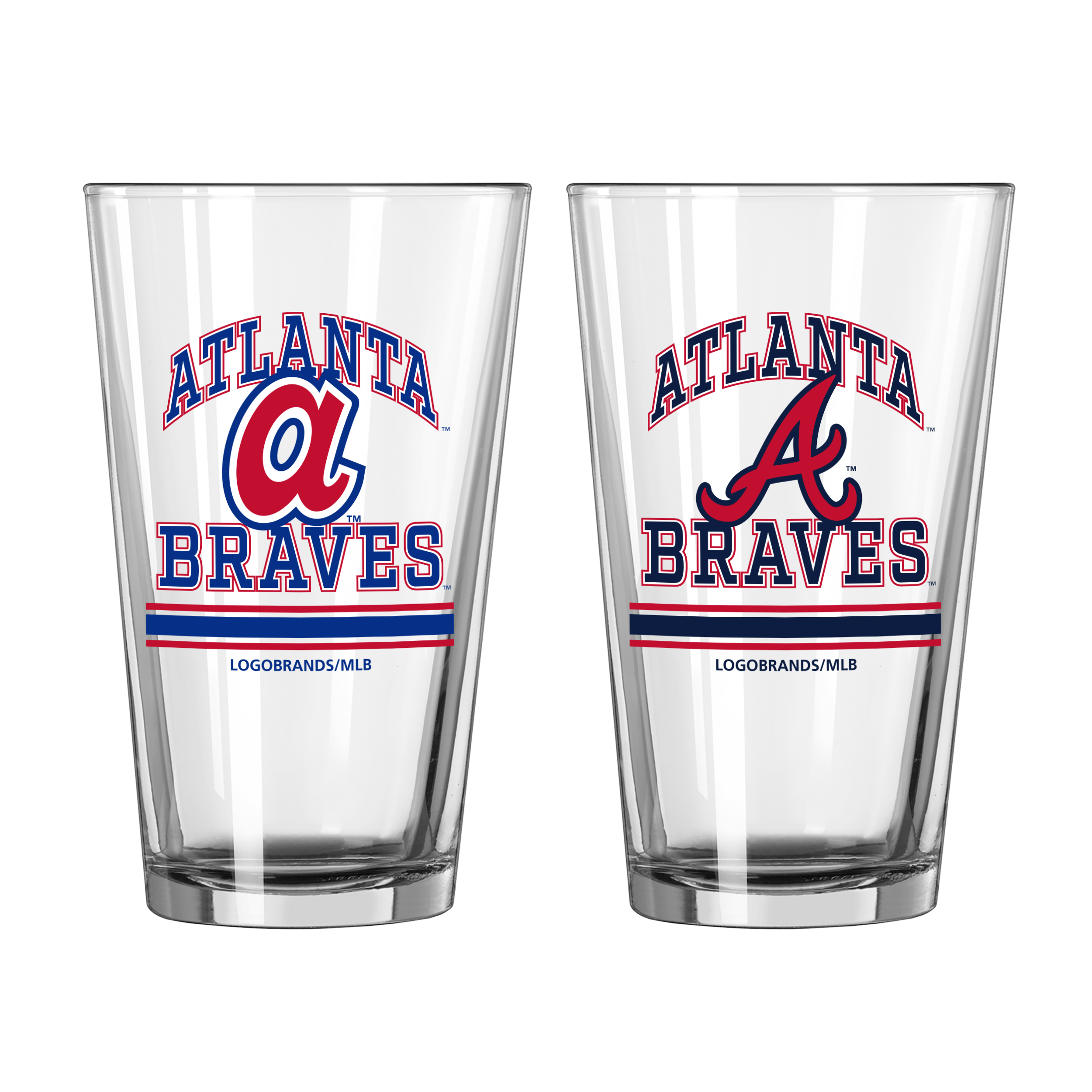 Atlanta Braves Current and Throwback 16oz Pint Glass 2pk  