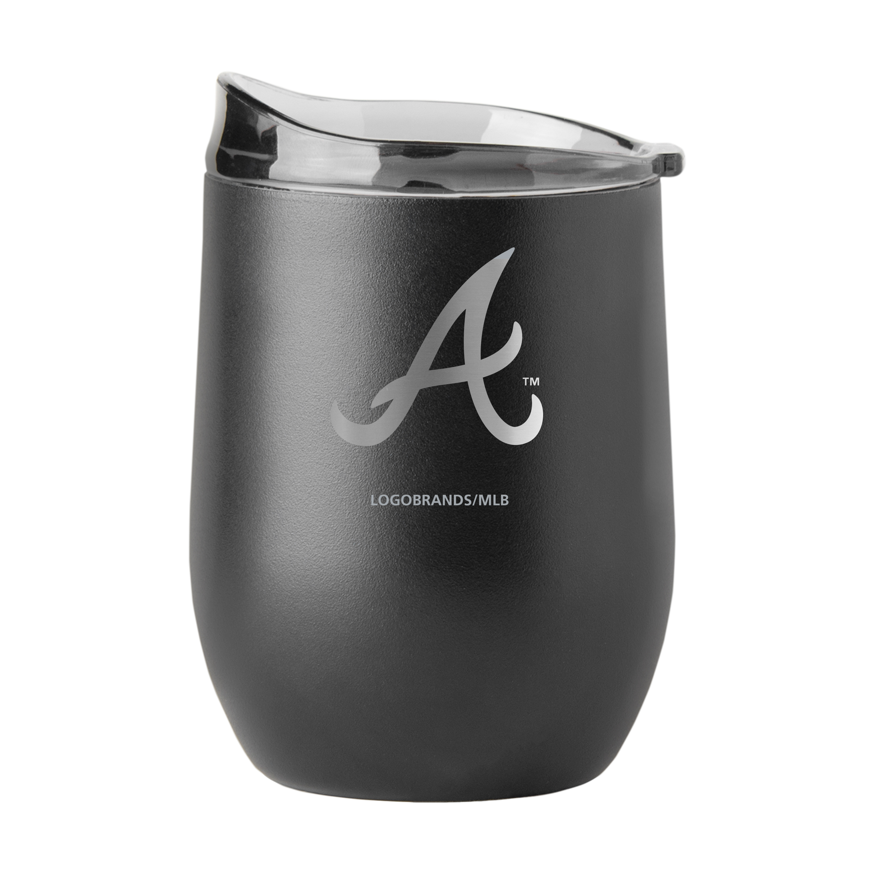 Atlanta Braves 16oz Etch Black Powder Coat Curved Beverage  