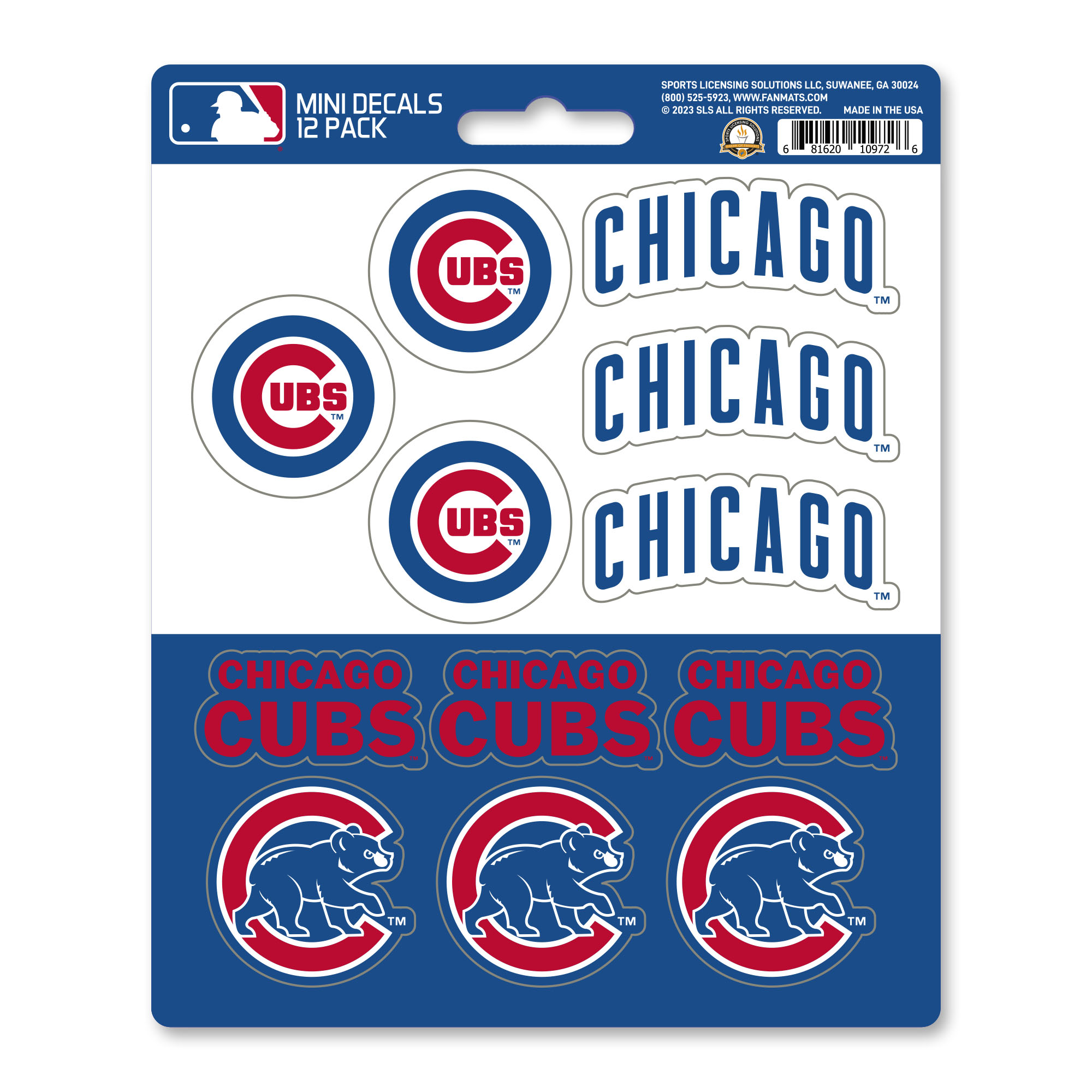 Chicago Cubs Mini Decal 12-pk  