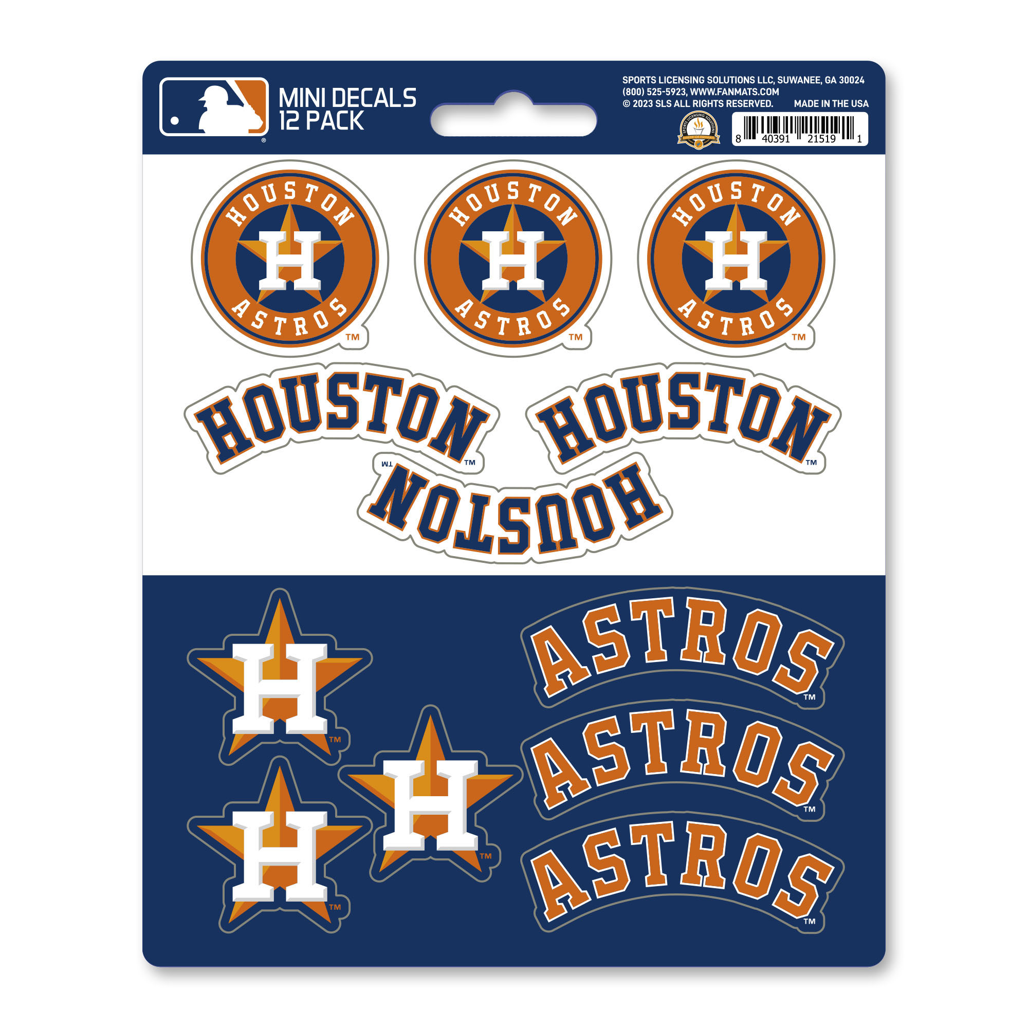 Houston Astros Mini Decal 12-pk  