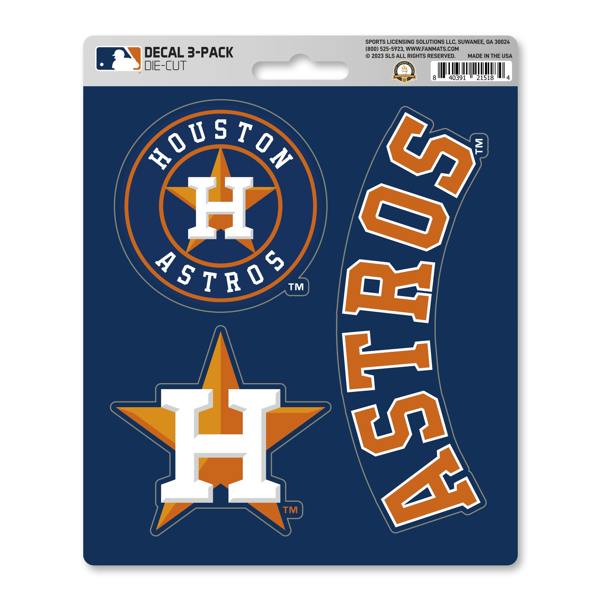 Houston Astros Decal 3-pk  