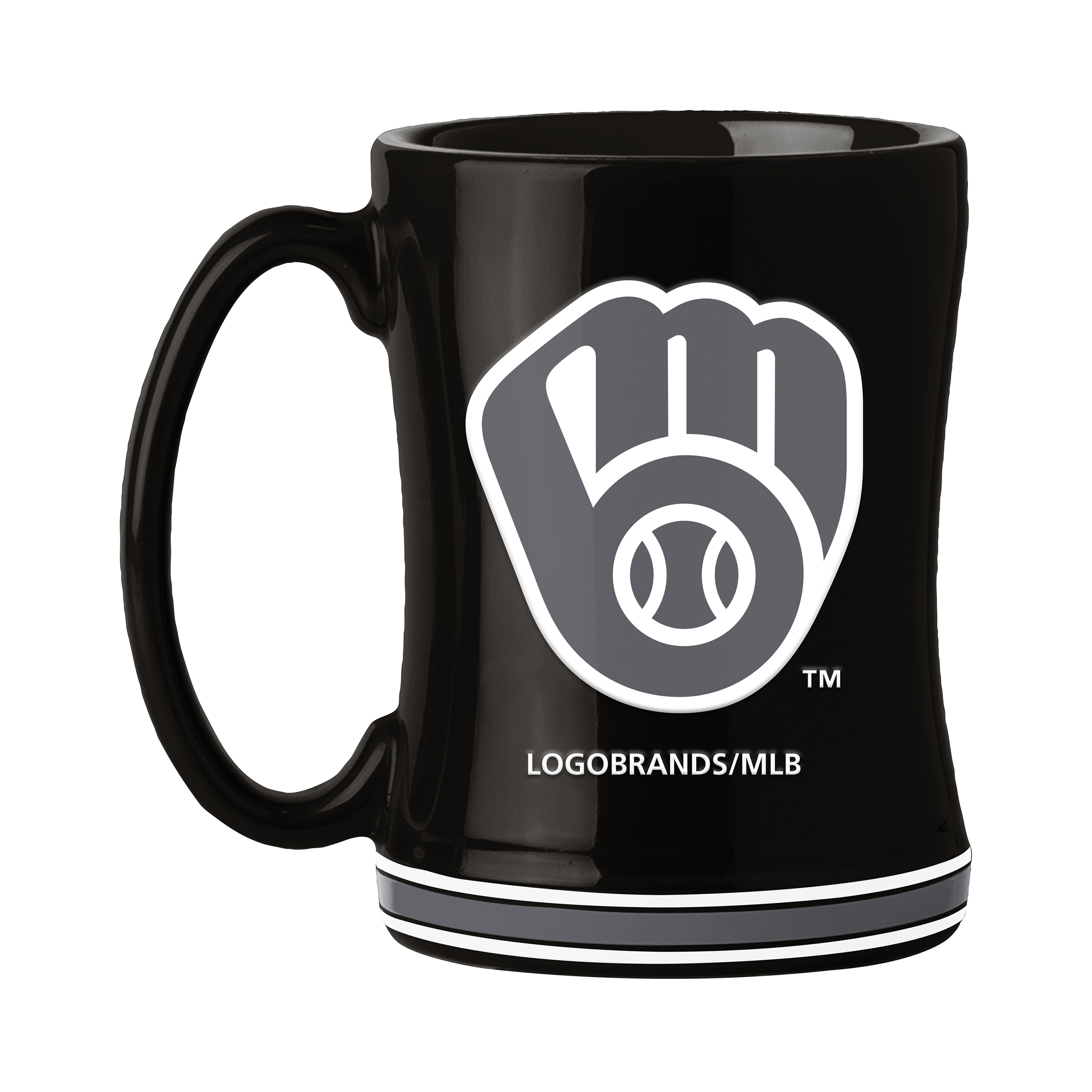 Milwaukee Brewers 14oz Black Tonal Relief Mug  