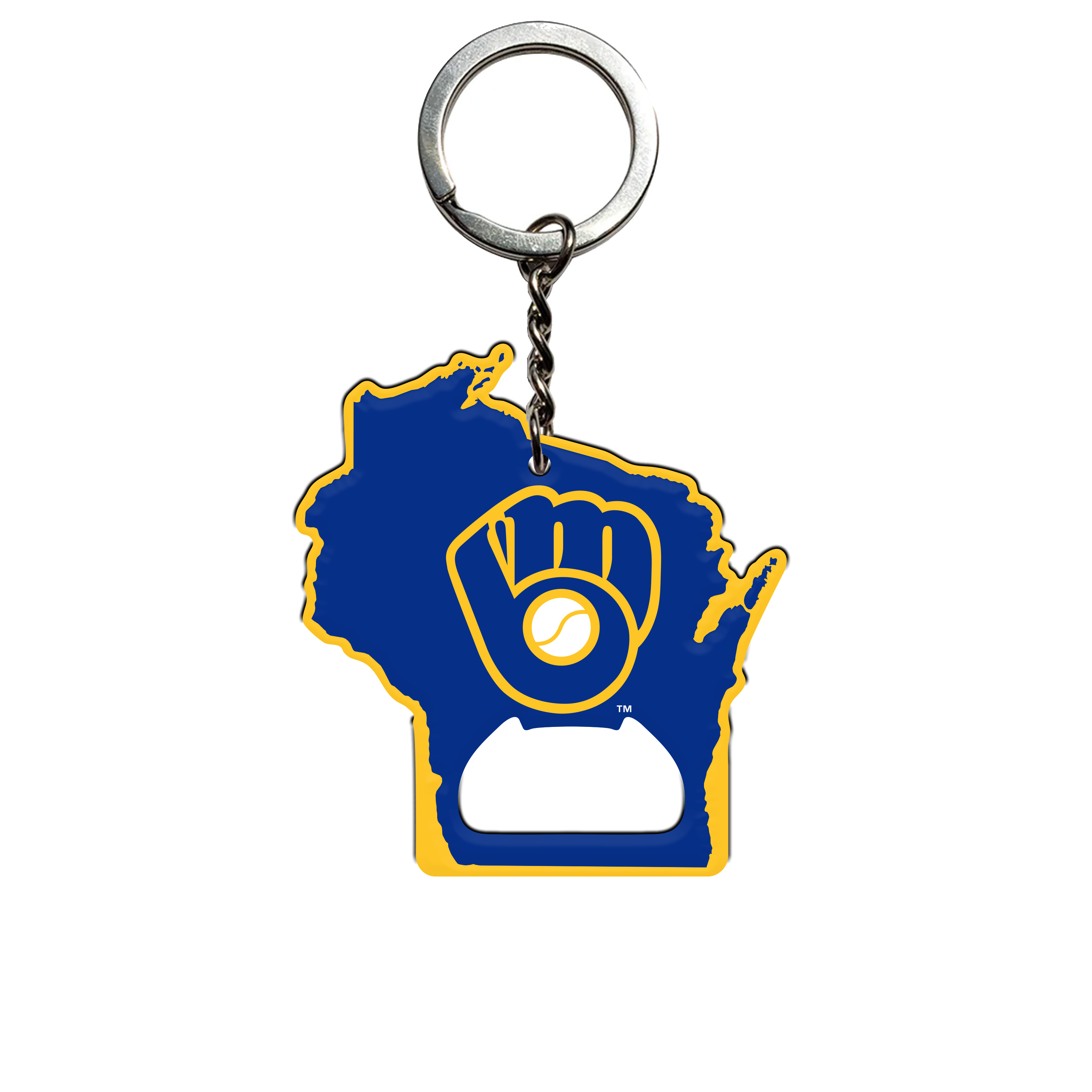 Milwaukee Brewers State Shape Keychain Bottle Opener  