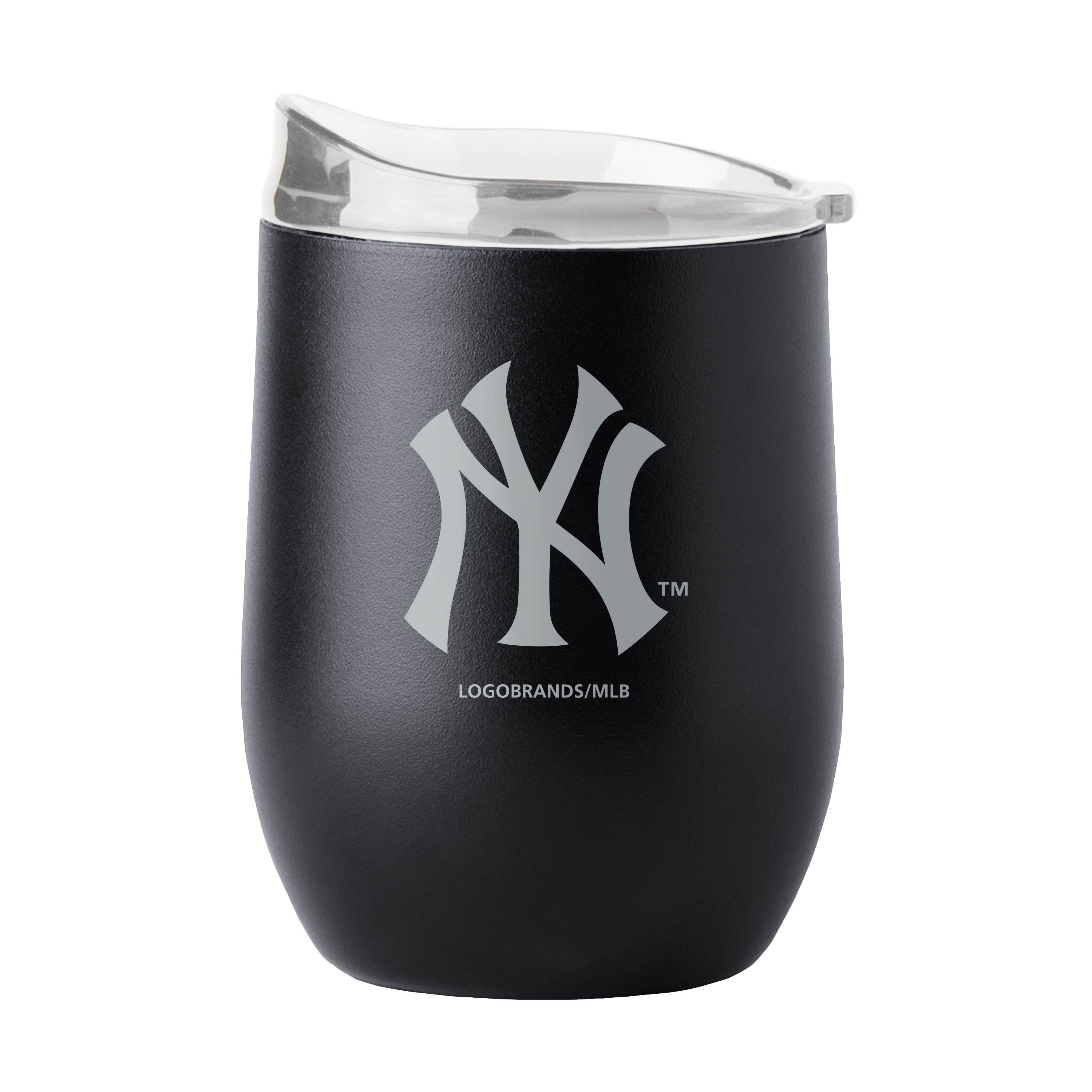 New York Yankees 16oz Black Etch Powder Coat Curved Bev  