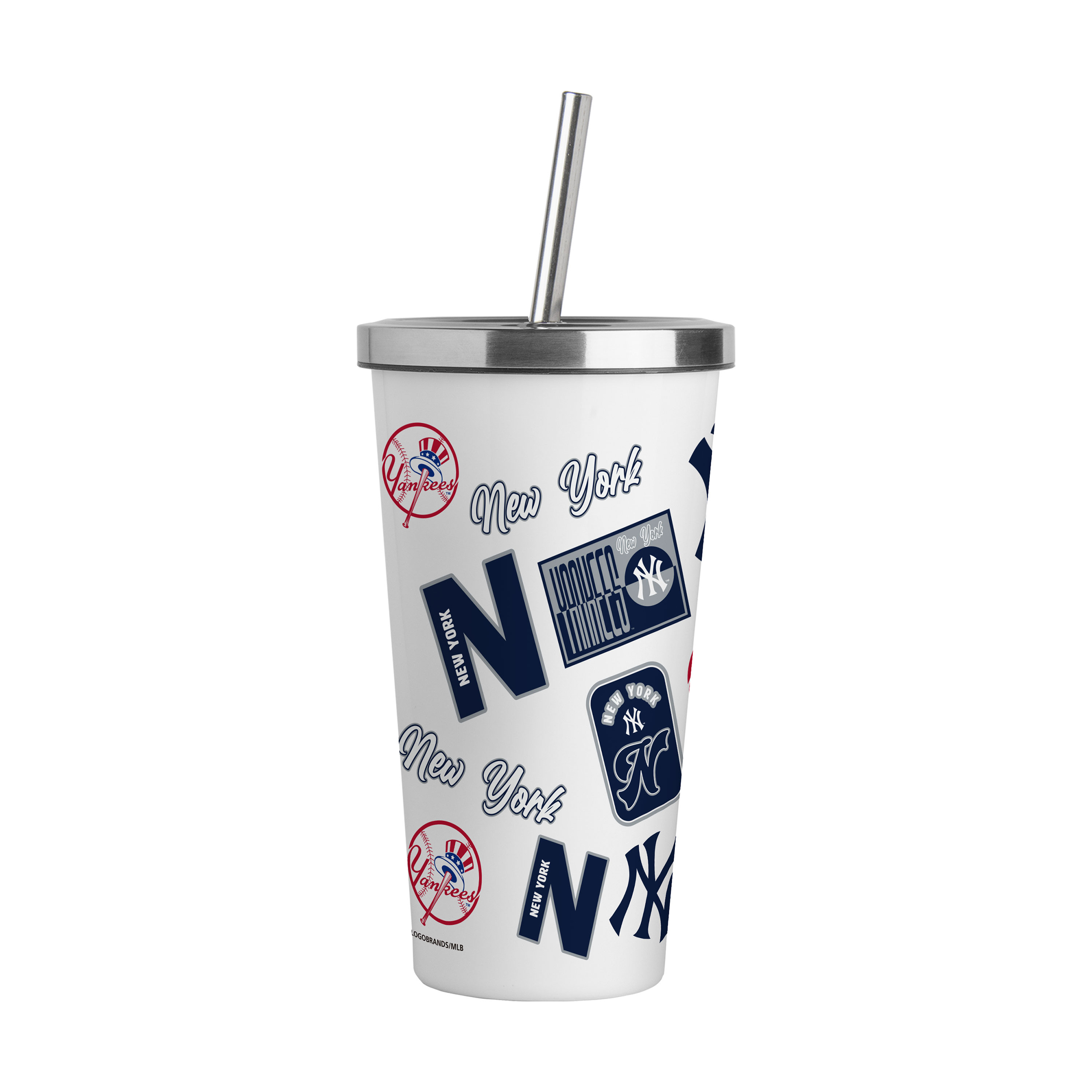 NY Yankees 20oz White Dream Weave Stainless Straw Tumbler  