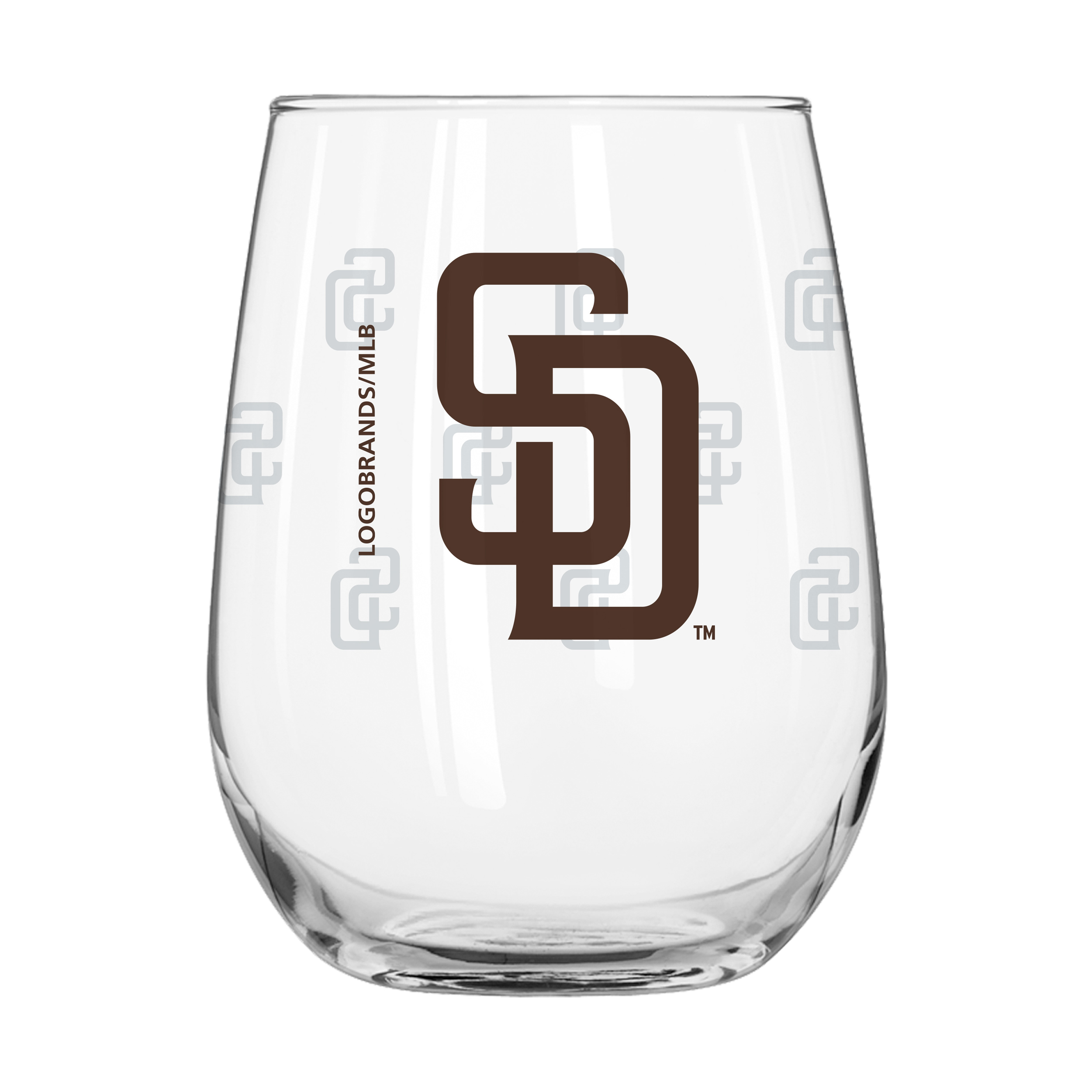 San Diego Padres 16oz Satin Etch Curved Beverage Glass  