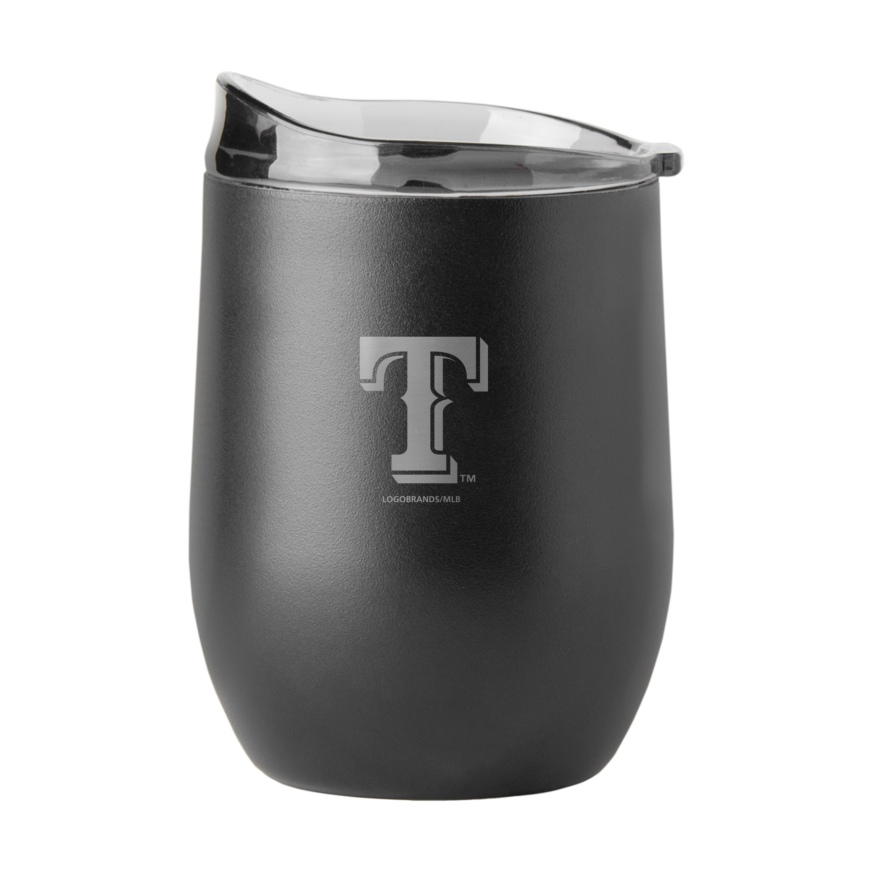 Texas Rangers 16oz Etch Black Powder Coat Curved Beverage  