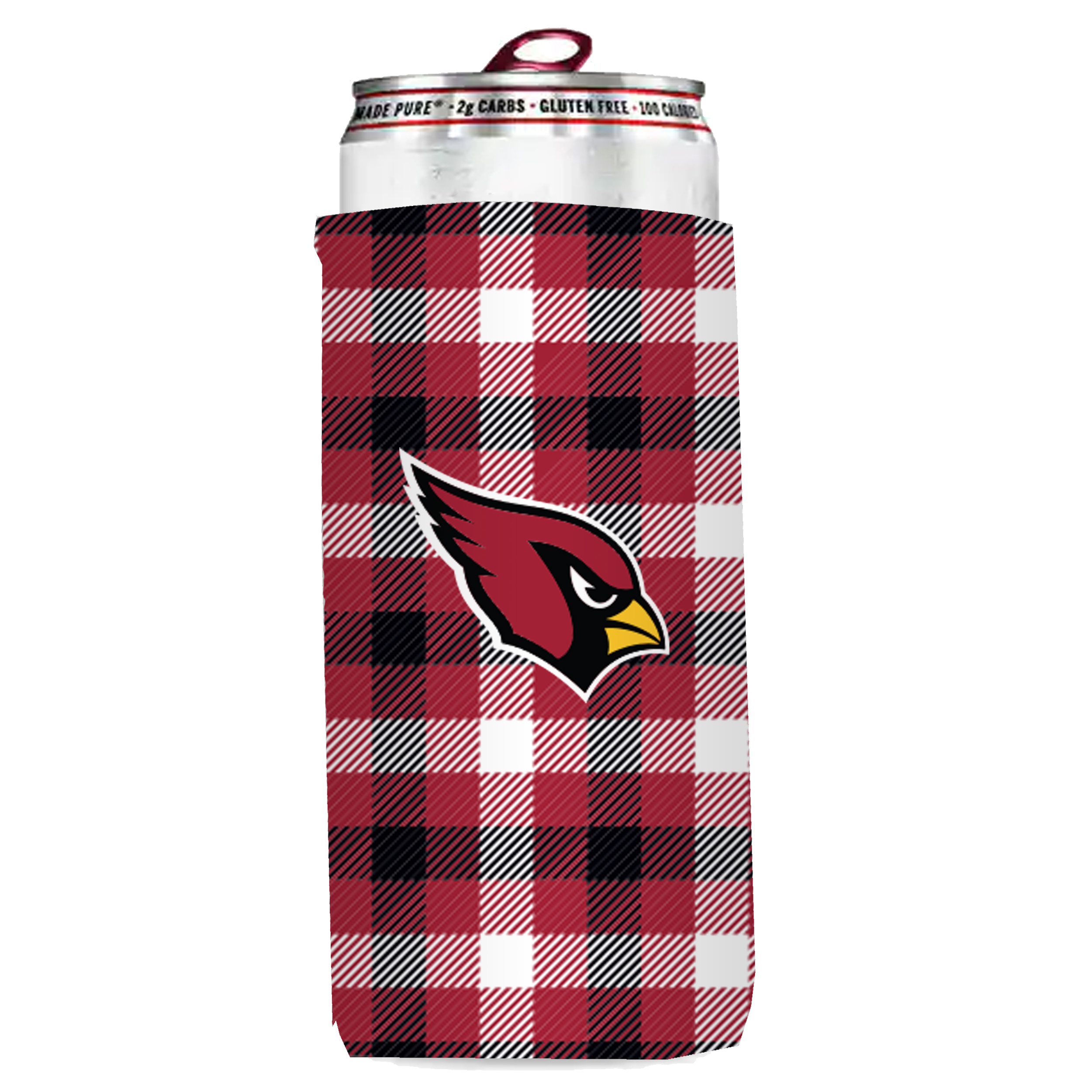 Arizona Cardinals Plaid Insulated Slim Can Sleeve    