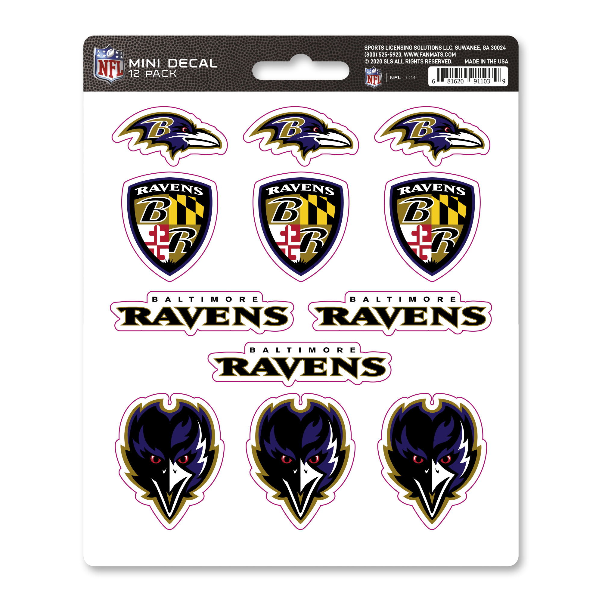 Baltimore Ravens Mini Decal 12-pk    