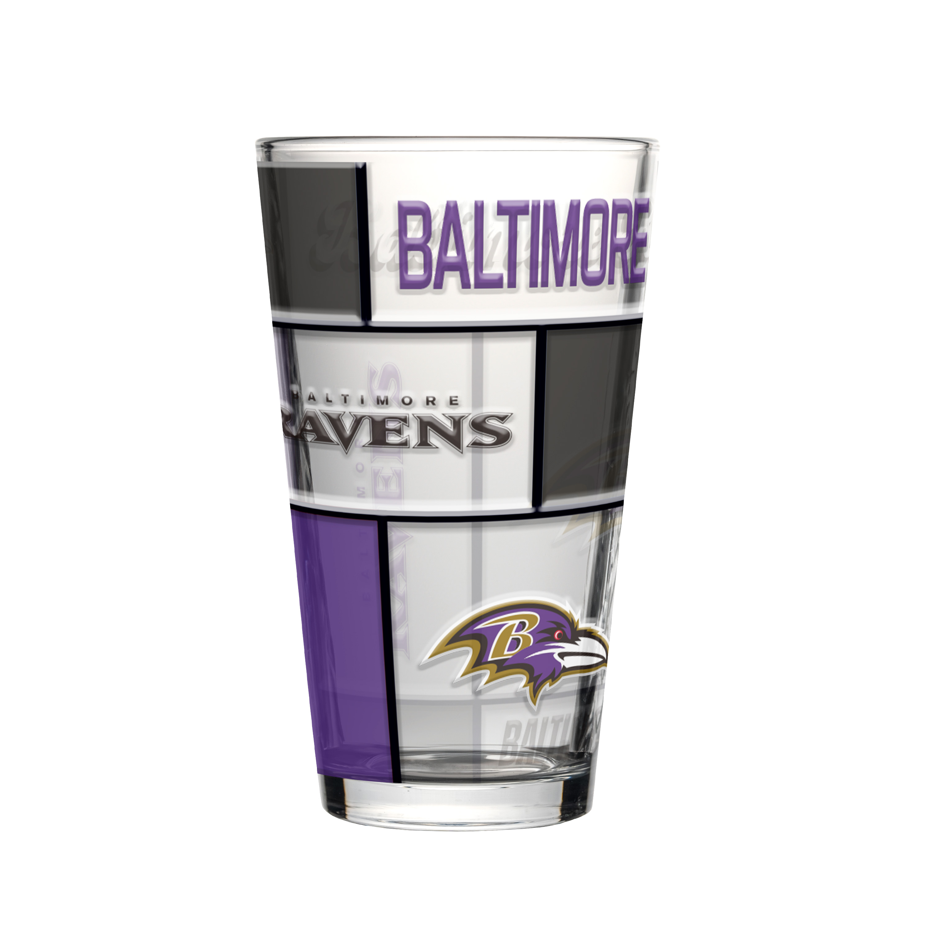 Baltimore Ravens 16oz Quilted Stained Pint Glass    