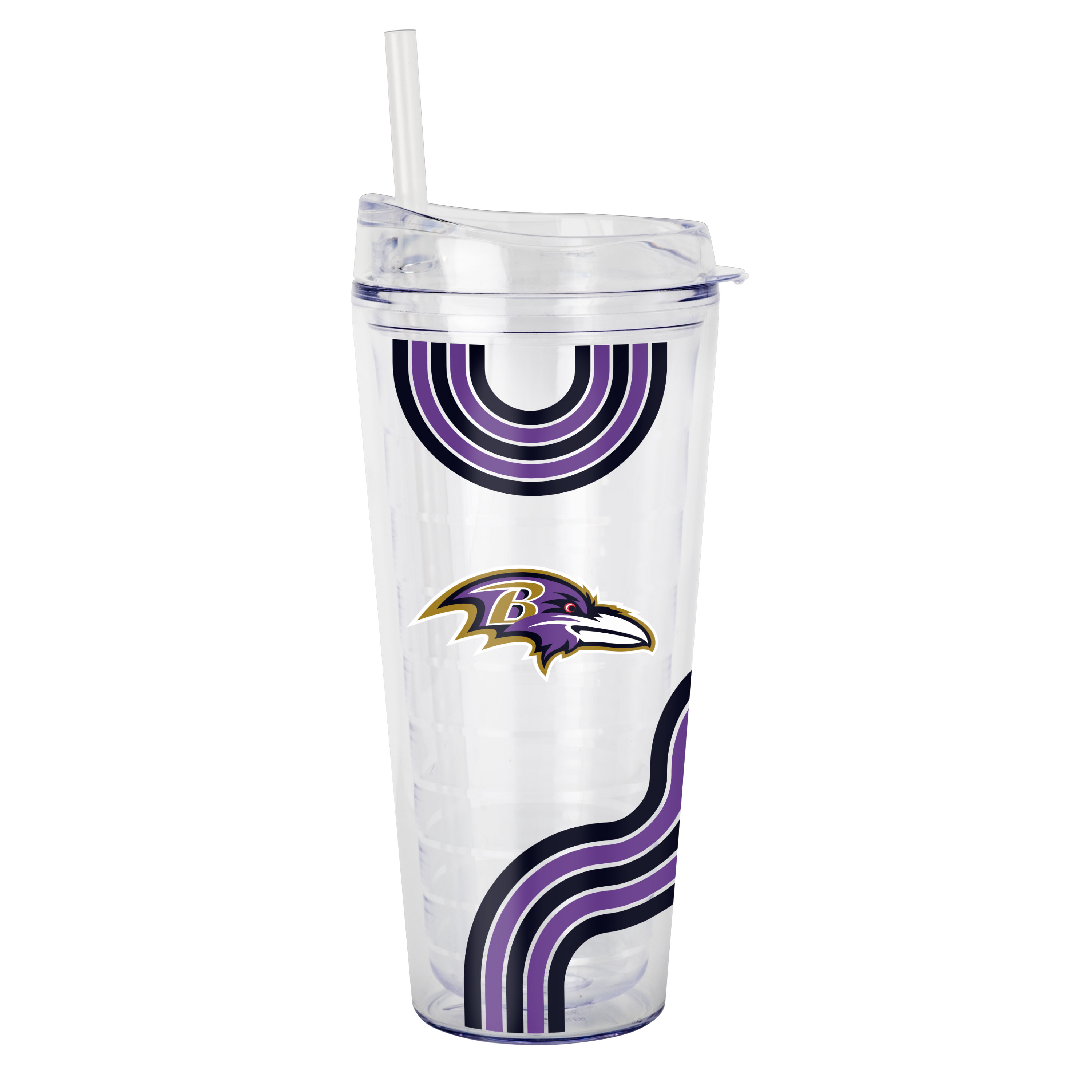 Baltimore Ravens 22oz Waves Dbl Wall Clear Tumbler    