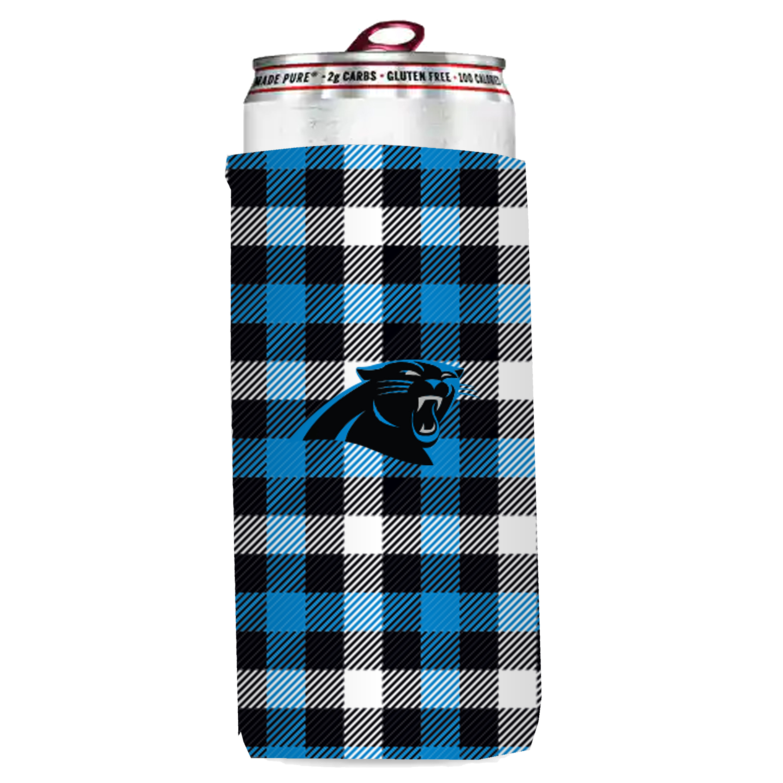 Carolina Panthers Plaid Insulated Slim Can Sleeve    