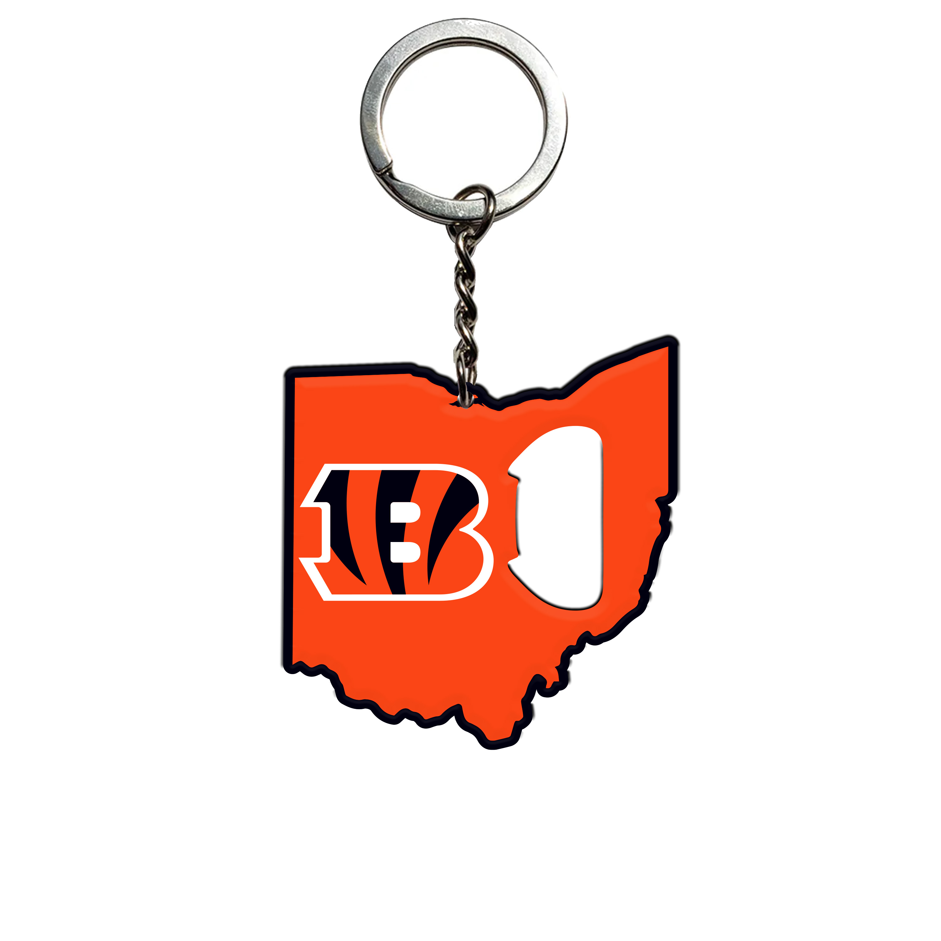 Cincinnati Bengals State Shape Keychain Bottle Opener  