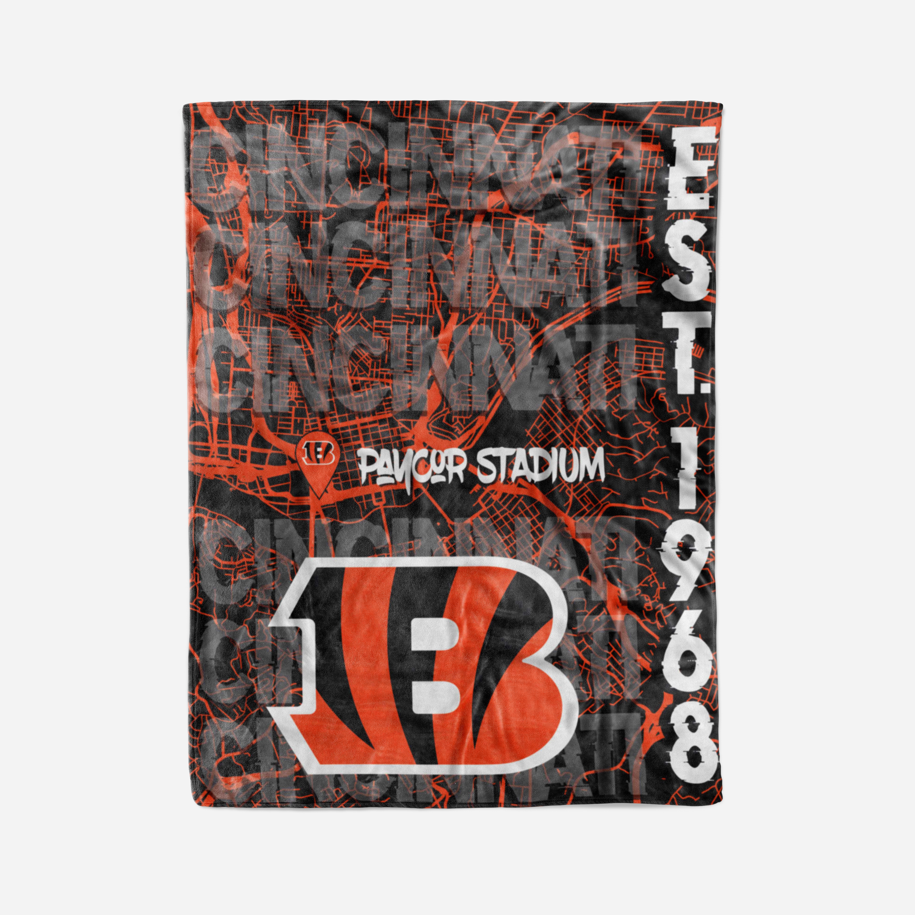 Cincinnati Bengals Plush Home Team HQ Throw 60x80  