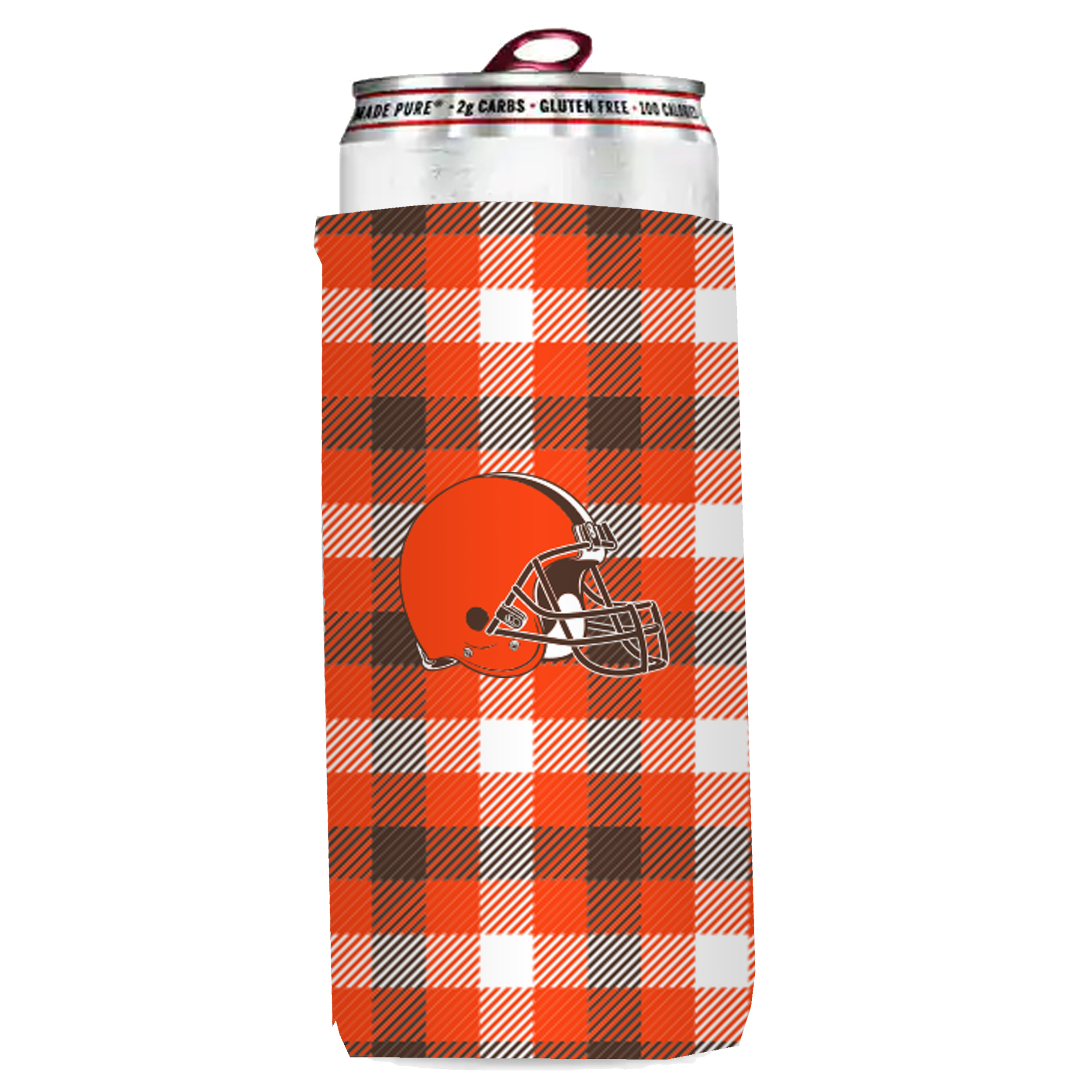 Cleveland Browns Plaid Insulated Slim Can Sleeve    