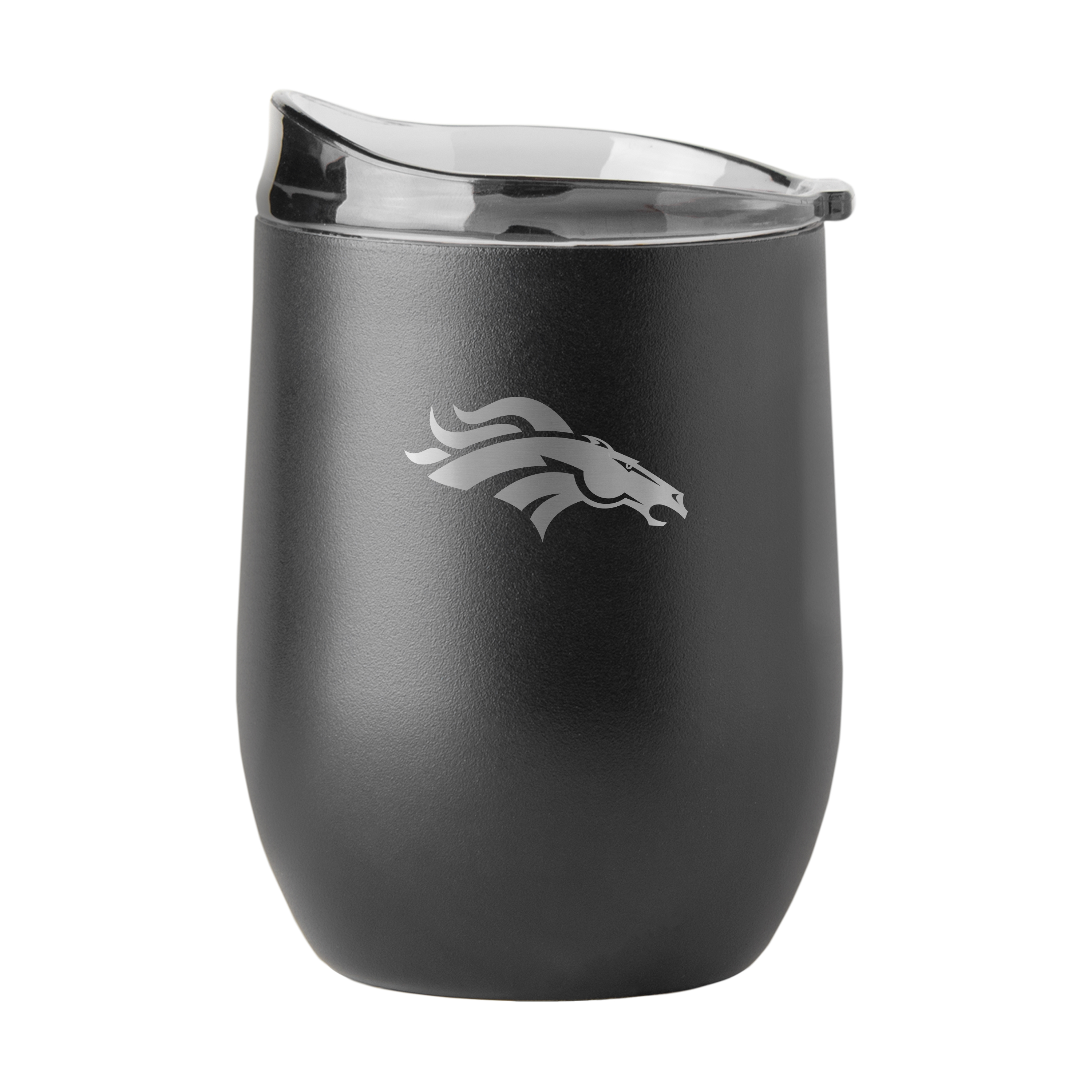Denver Broncos 16oz Black Etch Powder Coat Curved Bev    