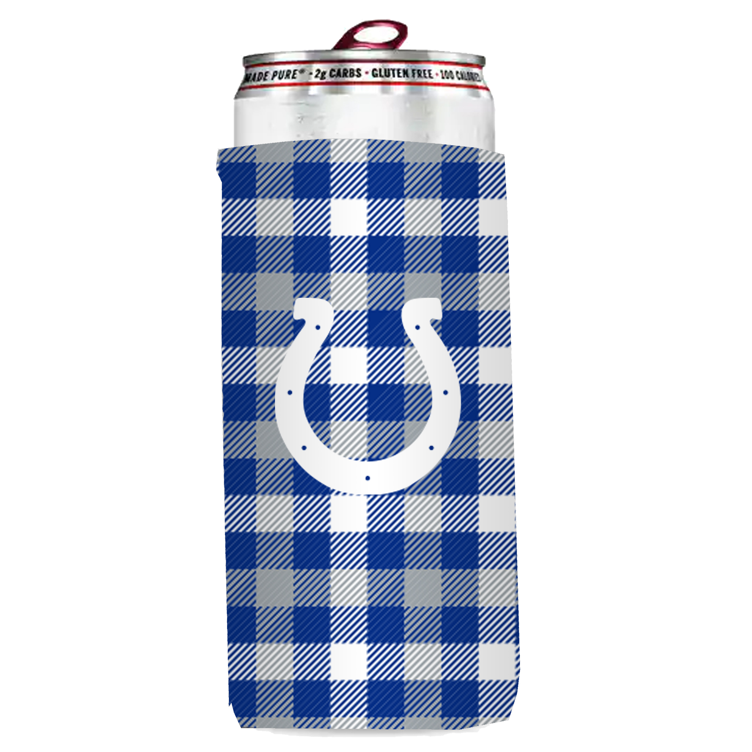 Indianapolis Colts Plaid Insulated Slim Can Sleeve    
