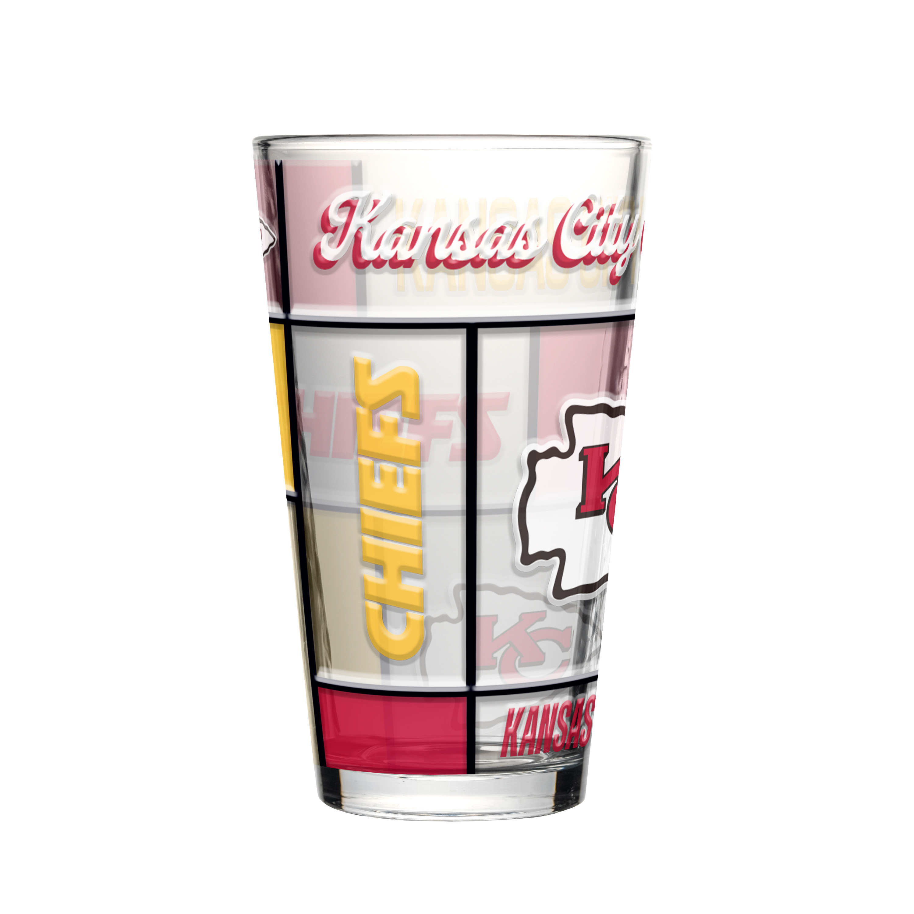 Kansas City Chiefs 16oz Quilted Stained Pint Glass    