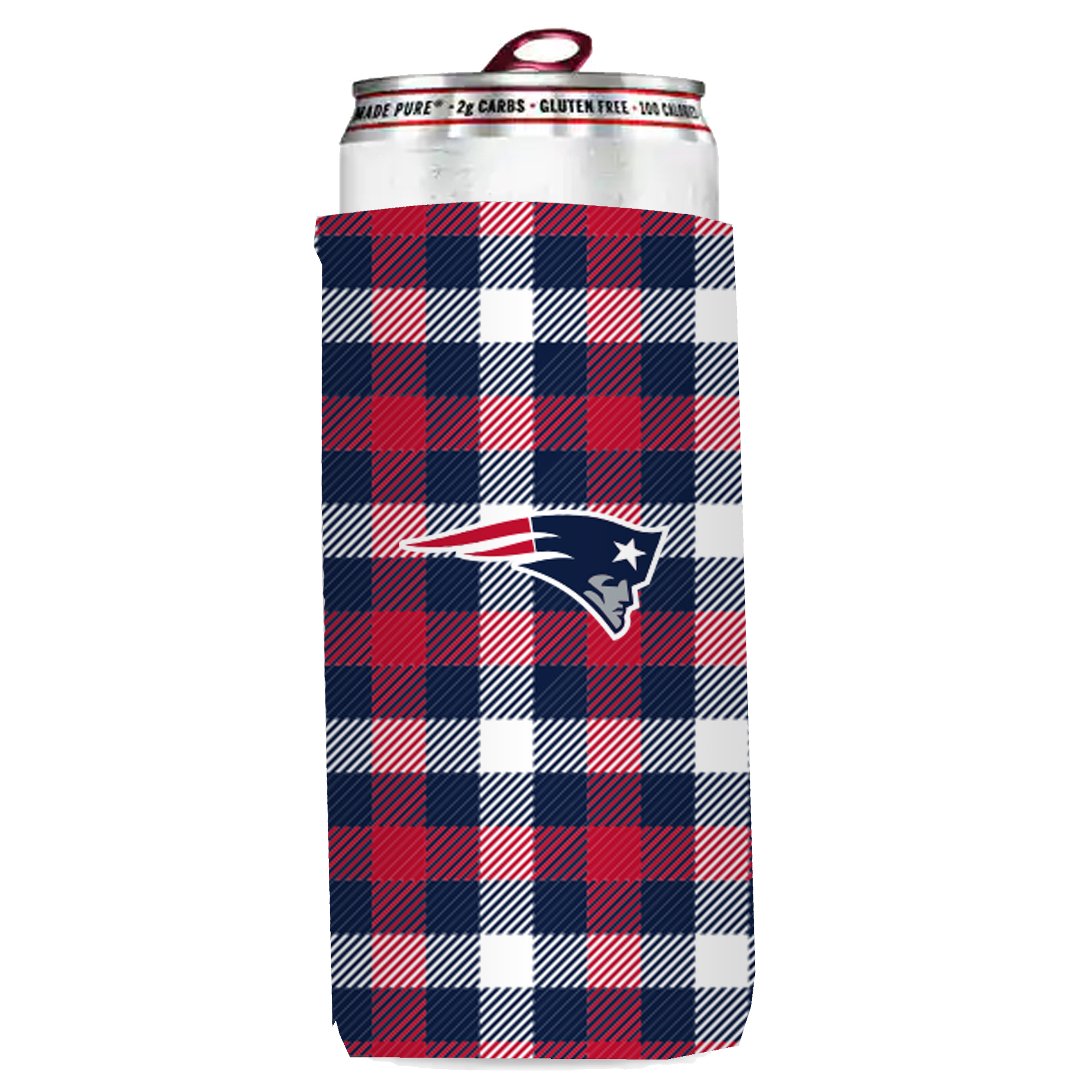 New England Patriots Plaid Insulated Slim Can Sleeve    