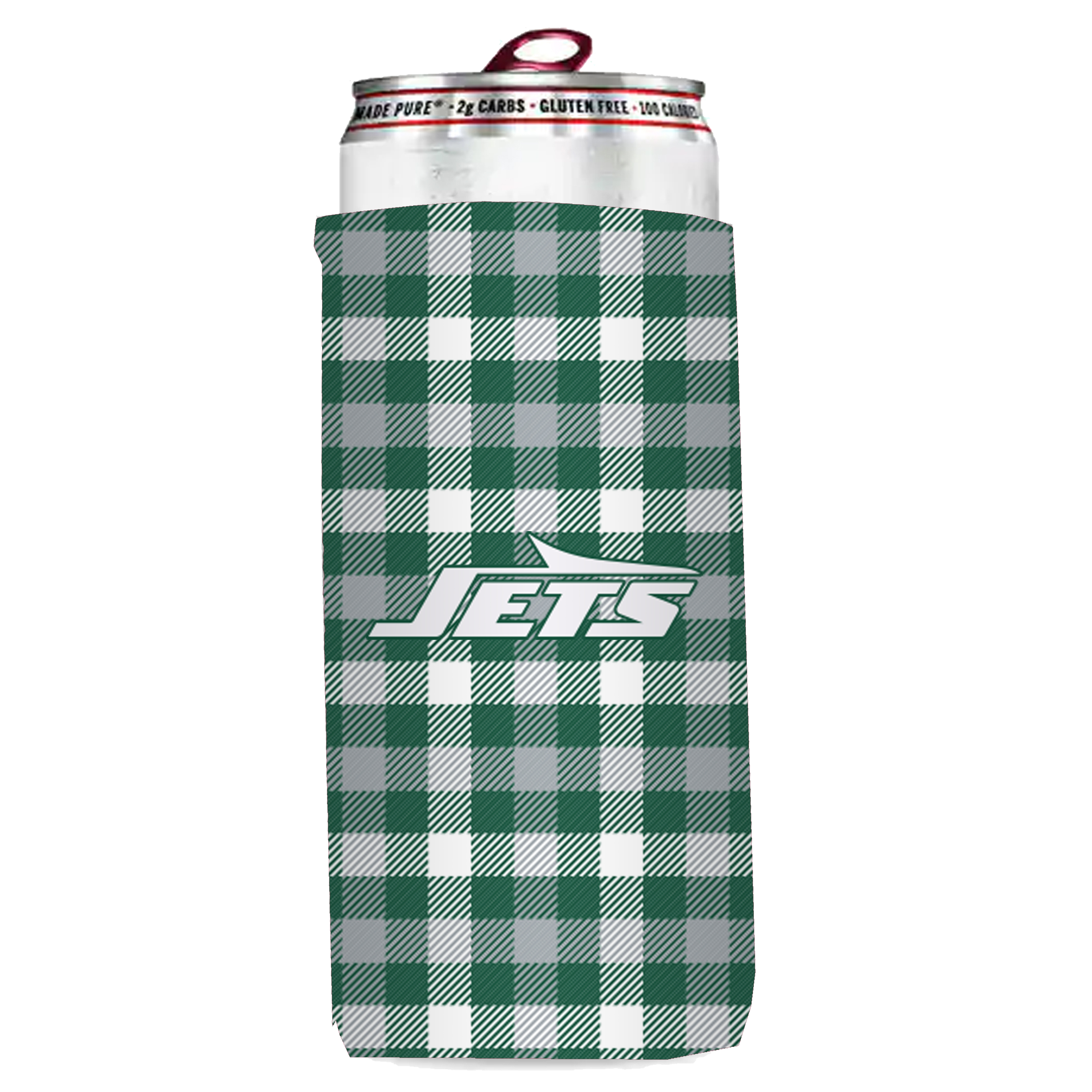 New York Jets Plaid Insulated Slim Can Sleeve    