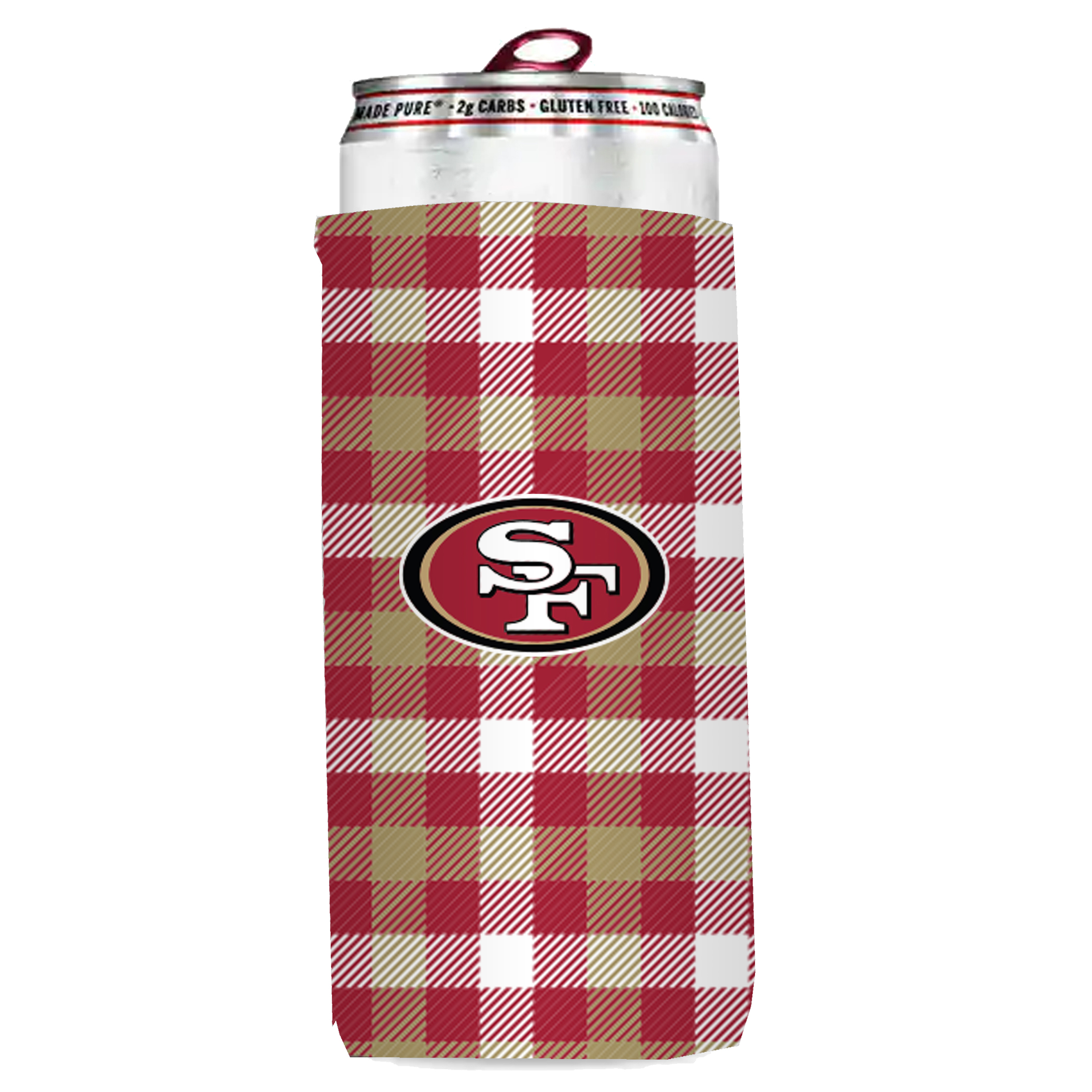 San Francisco 49ers Plaid Insulated Slim Can Sleeve    