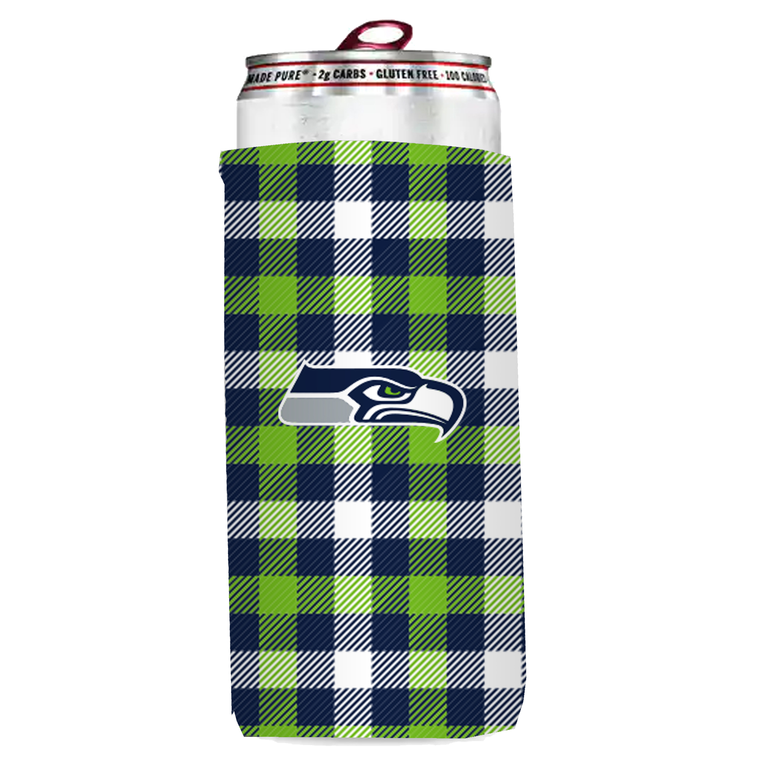 Seattle Seahawks Plaid Insulated Slim Can Sleeve    