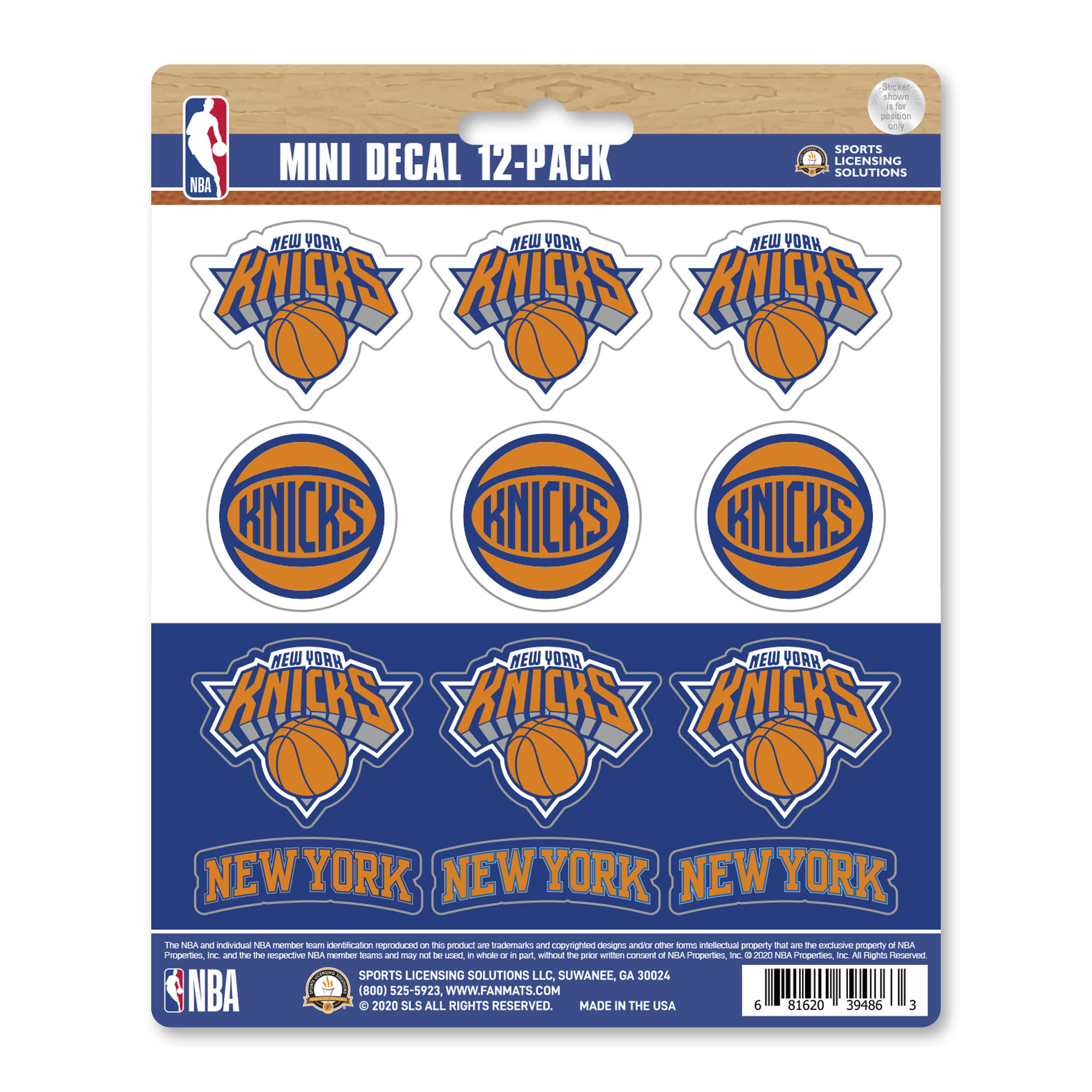 NY Knicks Mini Decal 12-pk    