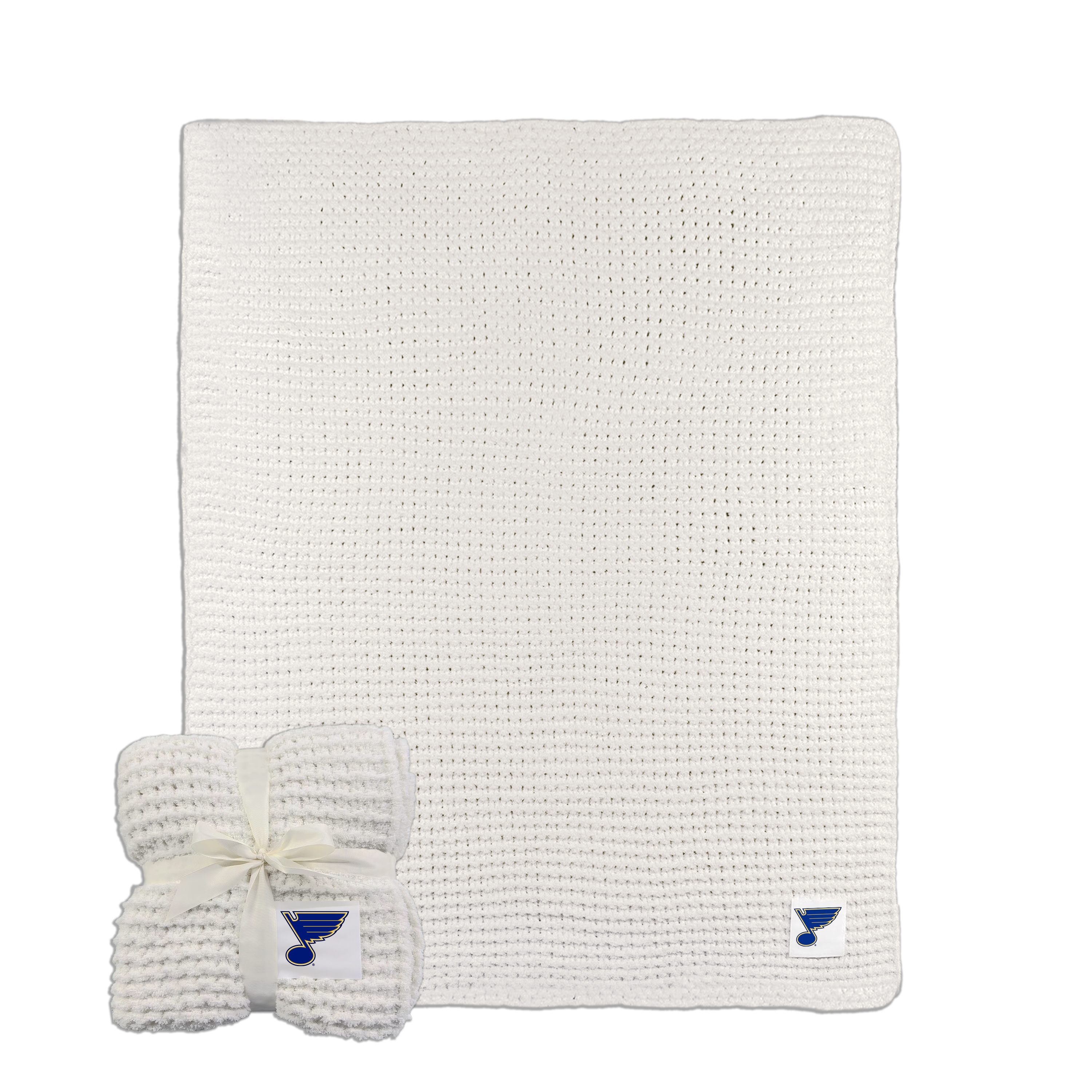 St. Louis Blues Ivory Cable Knit Throw 50x60    