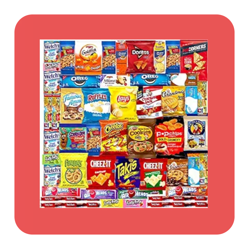 Boxes of small bags of chips