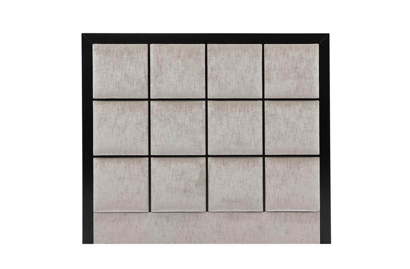 Square Upholstered Headboard Mounted in Black Wooden Panel