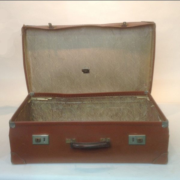 2: Medium Light Brown Leather Suitcase
