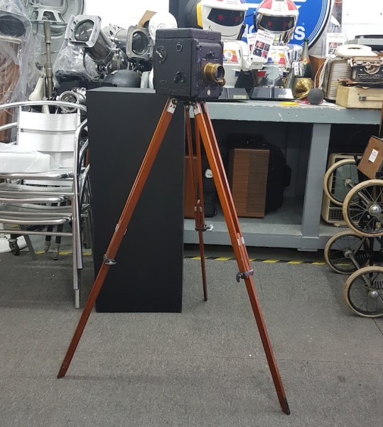 1: Non Practical Vintage Movie Camera On Wooden Tripod