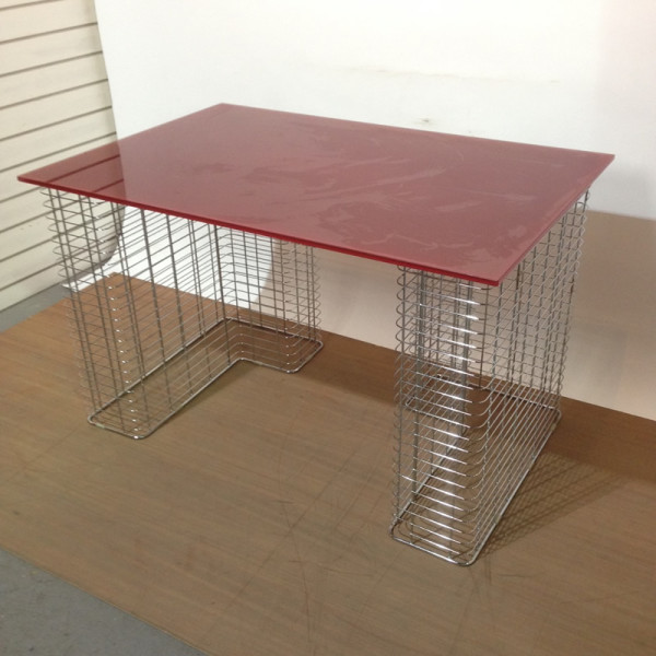 3: Ruby Red Glass Top Desk With Chrome Supports