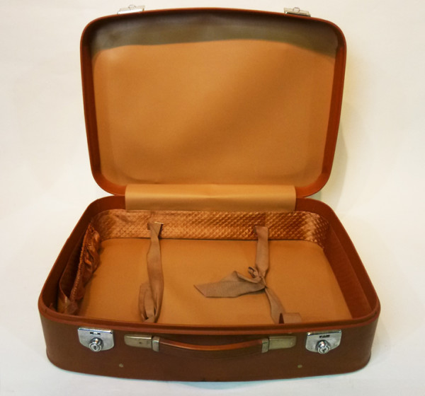 2: Brown Soft Leather Retro Suitcase