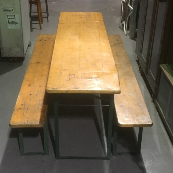 3: Vintage Rustic German Beer Tables And 2 Benches