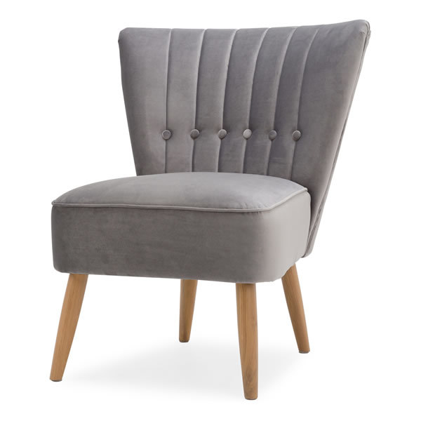 2: Velvet Cocktail Chair - Grey