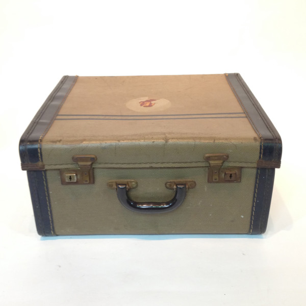 2: Small Patterned With Blue Trim Travel Case