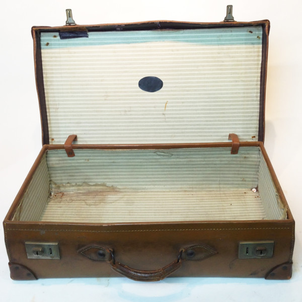 3: Light Brown Leather Suitcase