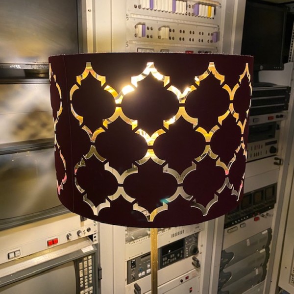 4: Deep Red Lampshade With Cut Out Design & Stand (Working)