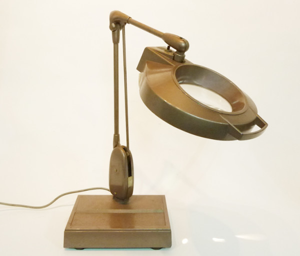 3: Large Brown Angle Poise Magnifying Desk Lamp (Working)