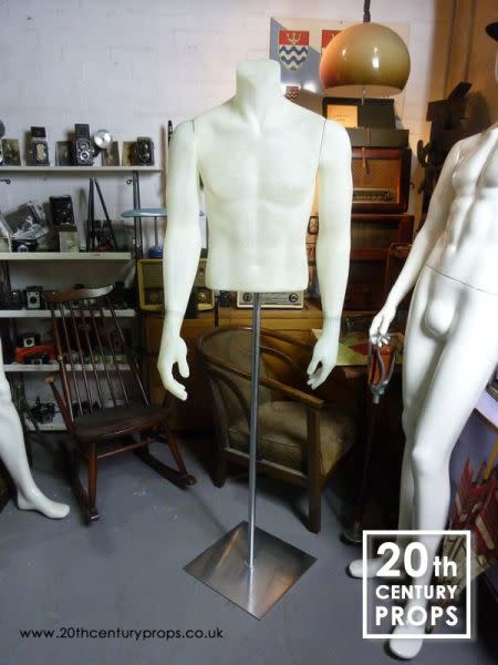 2: Male Fibreglass Mannequin Torso With Arms On Stand