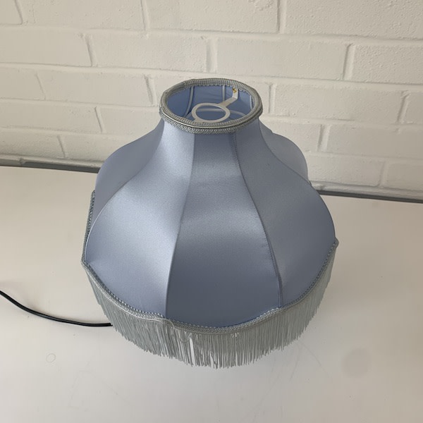 2: Blue Table Lamp With Wood & Chrome Stand (Working)