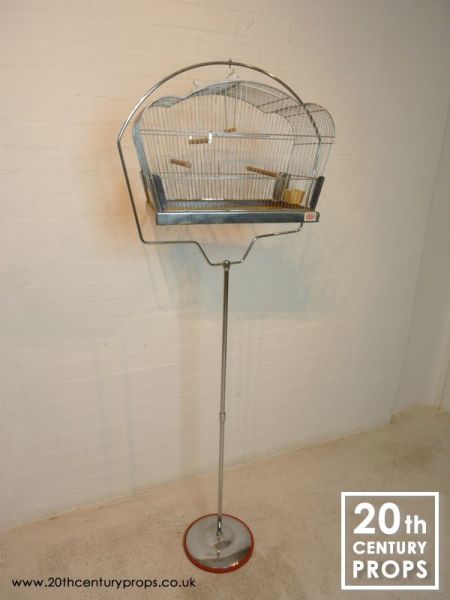 2: Vintage Chrome Birdcage On Stand