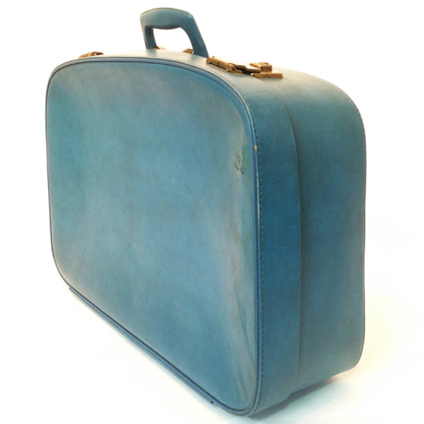 3: Large Blue Soft Leather Suitcase
