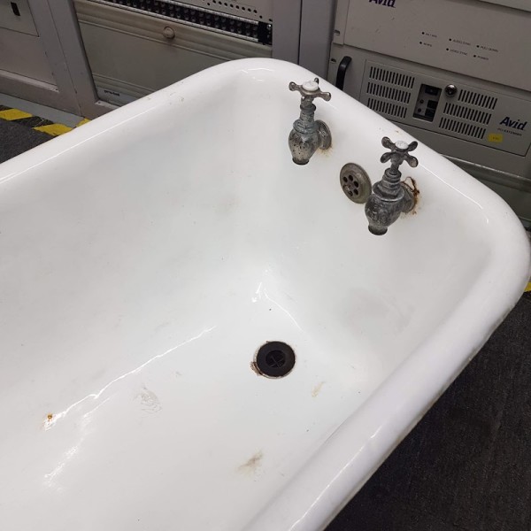 7: White Enamel Vintage Bath With Original Taps