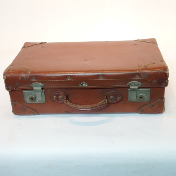 1: Light Brown Leather Suitcase