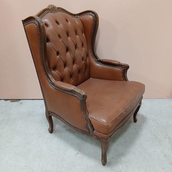 4: Tan Brown Wingback Chair